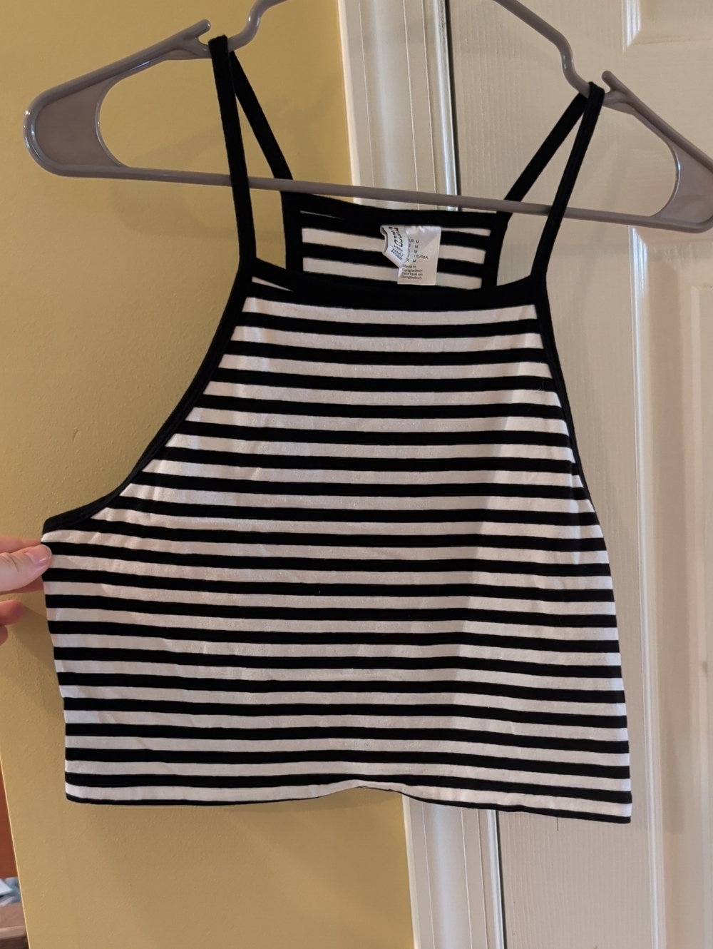 H&M Black & White Striped Halter Crop Top
